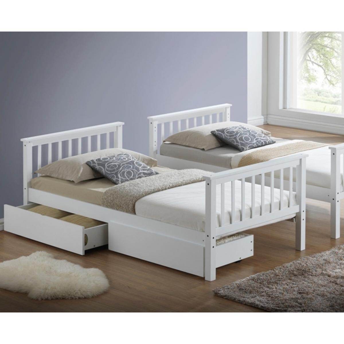 Calder White Finished Hardwood Bunk Bed with Storage Drawers